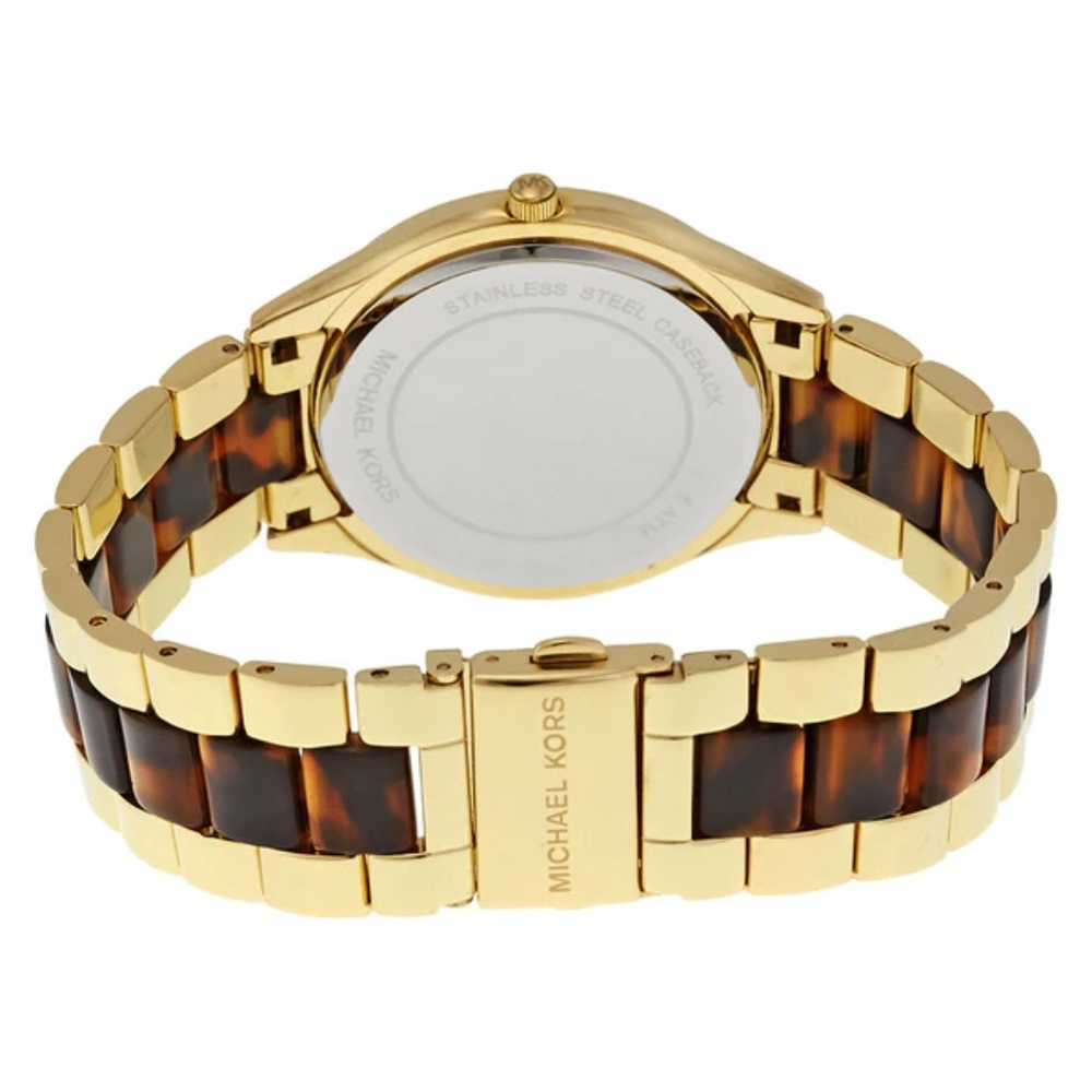 Michael Kors MK4284 Runway Gold Tortoise Acetate Ladies Watch - Picture 3 of 7